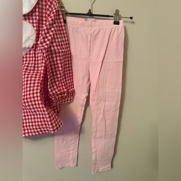 Stitchy Fish Red Gingham Heart Shirt with Matching Pink Leggings - Picture 3 of 5